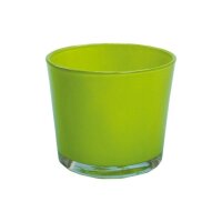 Glas Übertopf, lindgrün, Höhe 16 cm, Durchmesser 17 cm